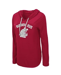 Colosseum Women's Crimson Washington State Cougars My Lover Lightweight Hooded Long Sleeve T-Shirt