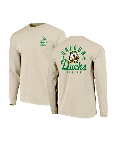 Image One Men's Natural Oregon Ducks Comfort Colors Mascot Overlay Long Sleeve T-Shirt