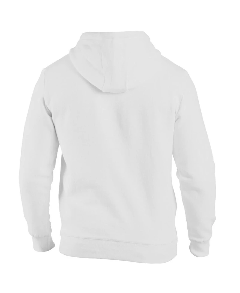 1863FC Men's White Brentford Fc Color Badge Fleece Pullover Hoodie Sweatshirt