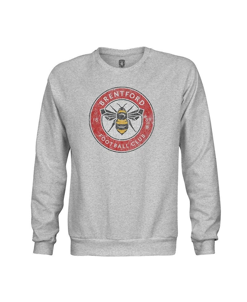 1863FC Men's Heather Gray Brentford Fc Color Badge Pullover Sweatshirt