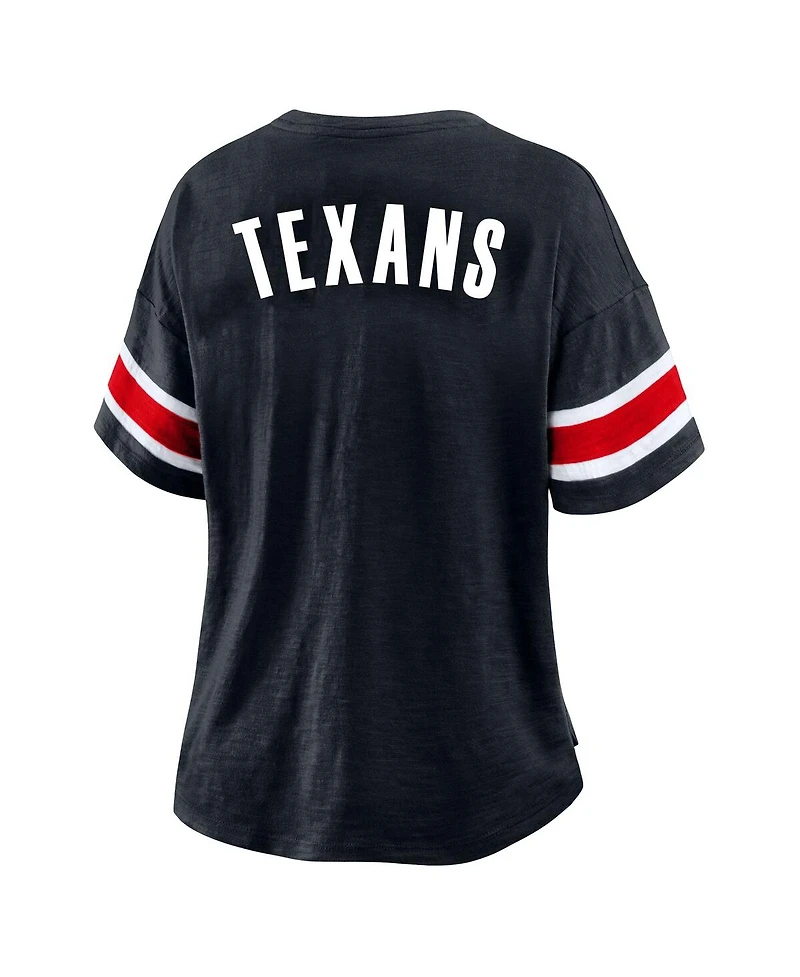 Fanatics Women's Navy Houston Texans Plus Redzone Notch Neck T-Shirt