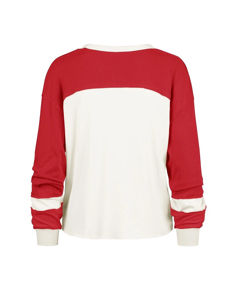 '47 Brand Women's Cream San Francisco 49ers Double Header Curve Toni Long Sleeve T-Shirt