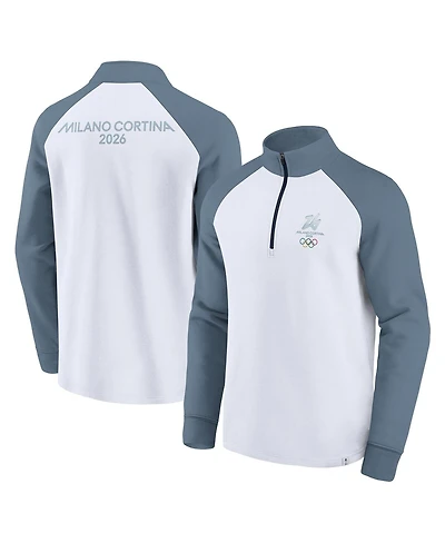 Fanatics Men's White Milano Cortina 2026 Winter Olympics Color Block Raglan Quarter-Zip Sweatshirt