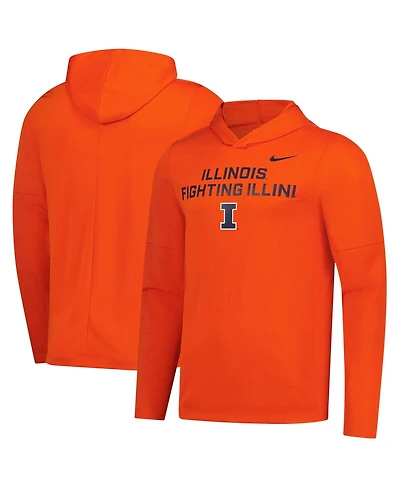 Nike Men's Orange Illinois Fighting Illini 2025 Sideline Dri-fit Long Sleeve Hoodie T-Shirt
