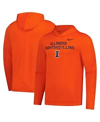 Nike Men's Orange Illinois Fighting Illini 2025 Sideline Dri-fit Long Sleeve Hoodie T-Shirt