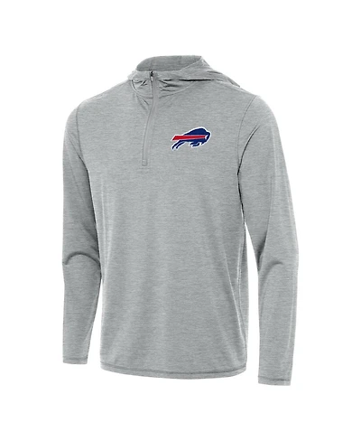 Antigua Men's Heather Gray Buffalo Bills Tidy Quarter-Zip Pullover Hoodie