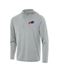 Antigua Men's Heather Gray Buffalo Bills Tidy Quarter-Zip Pullover Hoodie