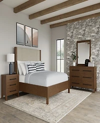 Furniture Davie Cracked Oak Fabric 3-Pc. Queen Upholstered Set