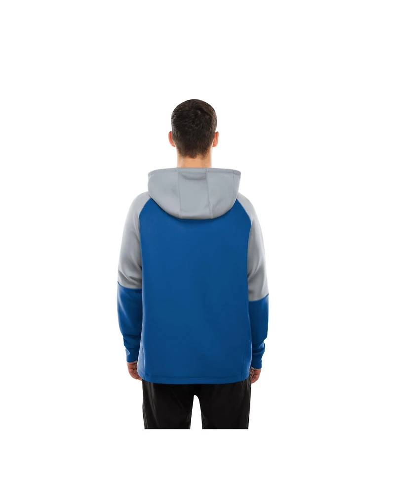 New Era Men's Blue Detroit Lions Combine Authentic Color Block Raglan Pullover Hoodie