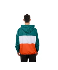 New Era Men's Aqua Miami Dolphins Ripstop Quarter-Zip Hooded Windbreaker