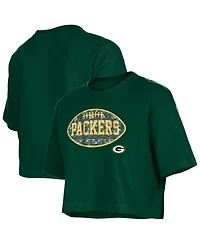 New Era Girls Green Bay Packers Flip Sequin Boxy T-Shirt