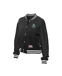 New Era Women's Black York Liberty Throwback Varsity Fleece Full-Snap Jacket