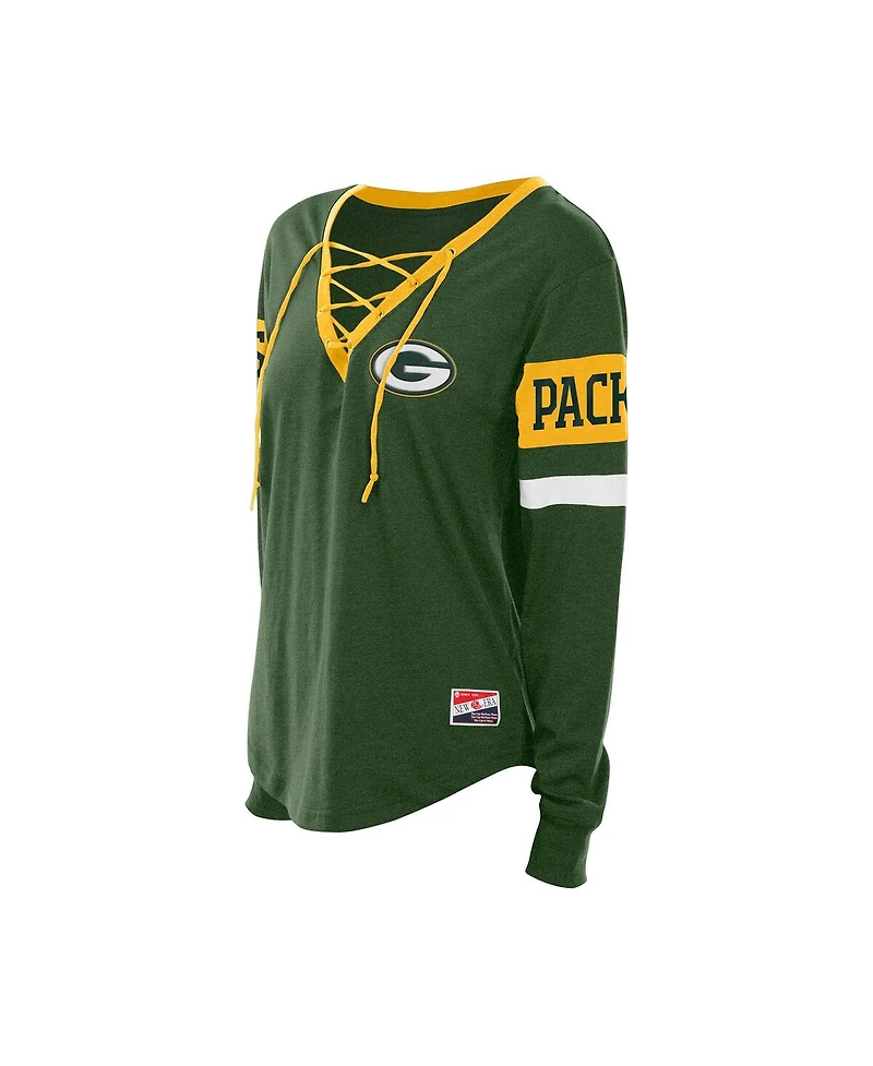 New Era Women's Green Bay Packers Throwback Lace-Up Long-Sleeve T-Shirt