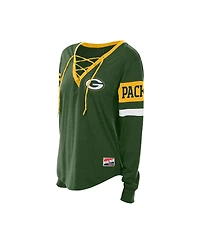 New Era Women's Green Bay Packers Throwback Lace-Up Long-Sleeve T-Shirt