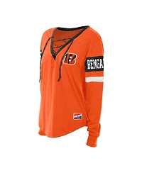 New Era Women's Orange Cincinnati Bengals Throwback Lace-Up Long-Sleeve T-Shirt