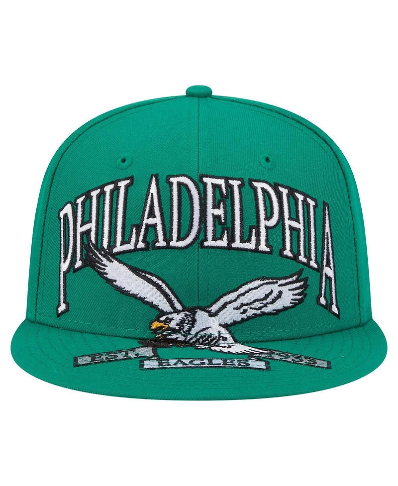 New Era Men's Kelly Green Philadelphia Eagles Throwback Oversized 59FIFTY Fitted Hat