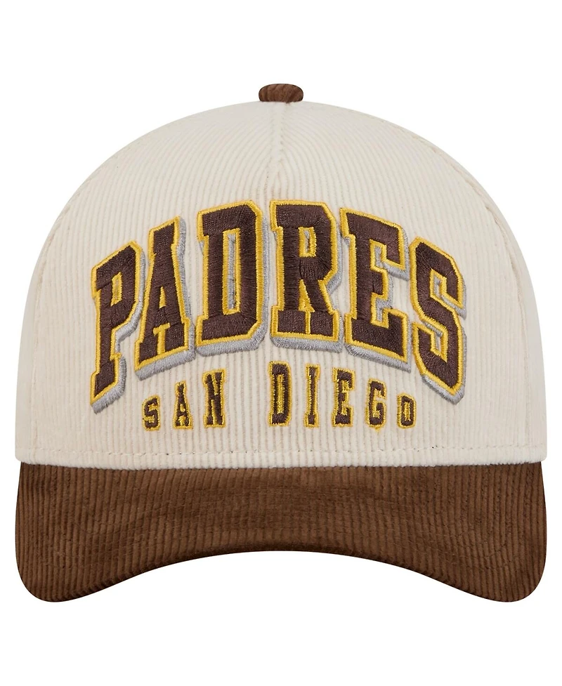New Era Men's Cream/Brown San Diego Padres Sided Corduroy 9FORTY A-Frame Adjustable Hat