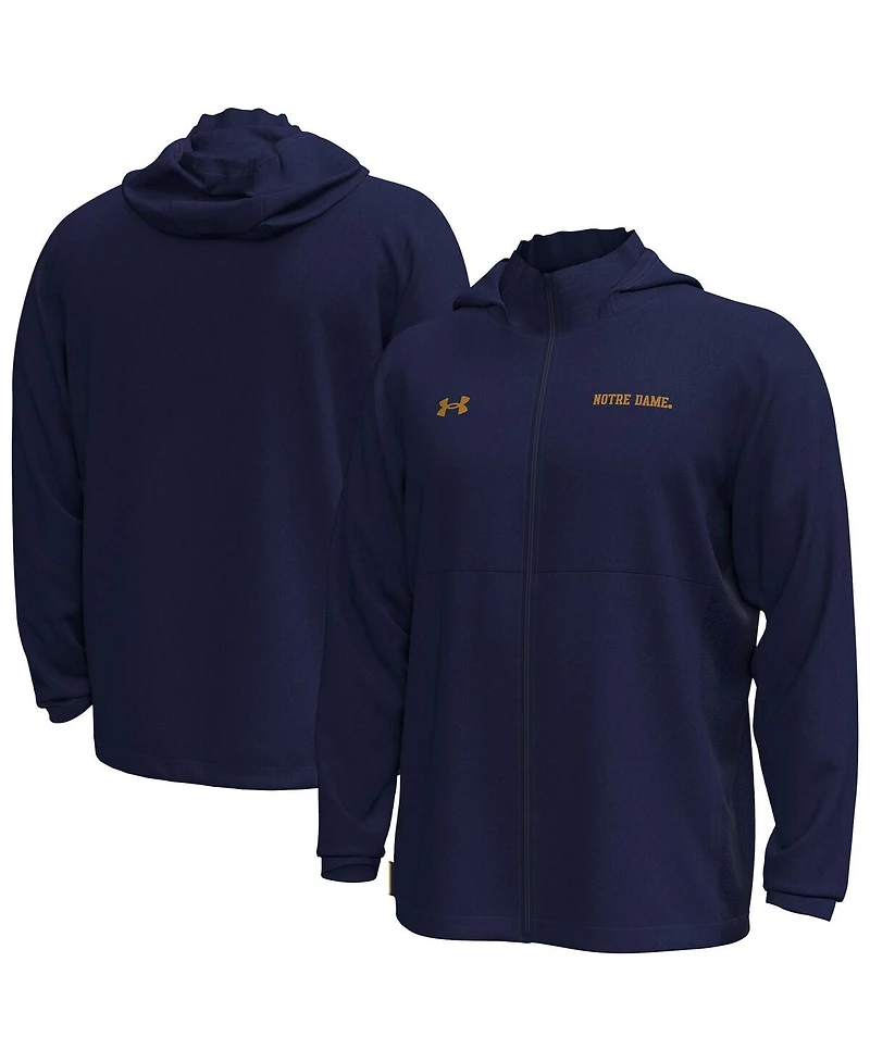 Under Armour Men's Navy Notre Dame Fighting Irish Rival Stretch Woven Full-Zip Hoodie Jacket
