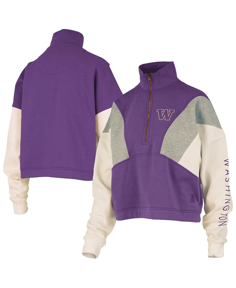 Pressbox Women's Purple Washington Huskies Ferrara Color Block Quarter-Zip Sweatshirt