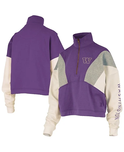 Pressbox Women's Purple Washington Huskies Ferrara Color Block Quarter-Zip Sweatshirt