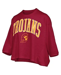 Pressbox Women's Cardinal Usc Trojans Midi Arch Over Logo Oversized T-Shirt