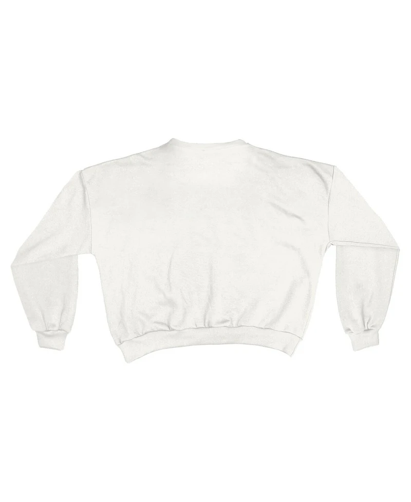 Pressbox Women's White Illinois Fighting Illini Oversized Janice Retro Waist-Length Sweatshirt