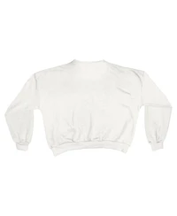 Pressbox Women's White Illinois Fighting Illini Oversized Janice Retro Waist-Length Sweatshirt