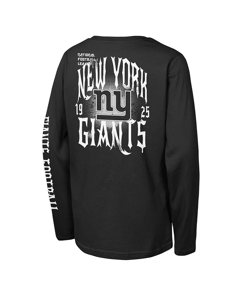 Outerstuff Big Boys and Girls Black New York Giants Rumble Long Sleeve T-Shirt