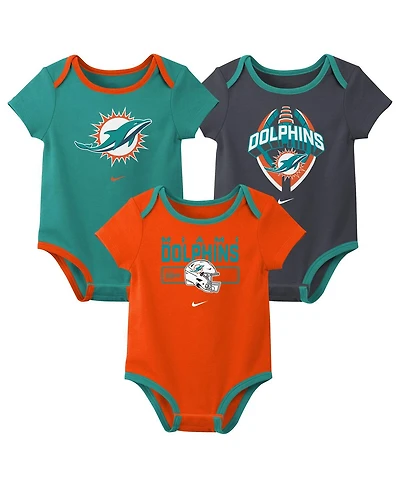 Nike Baby Boys and Girls 3-Piece Miami Dolphins Bodysuit Set