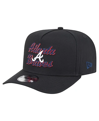 New Era Men's Black Atlanta Braves Chainstitch 9FIFTY A-Frame Snapback Hat