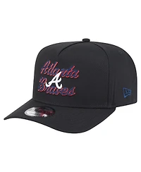 New Era Men's Black Atlanta Braves Chainstitch 9FIFTY A-Frame Snapback Hat
