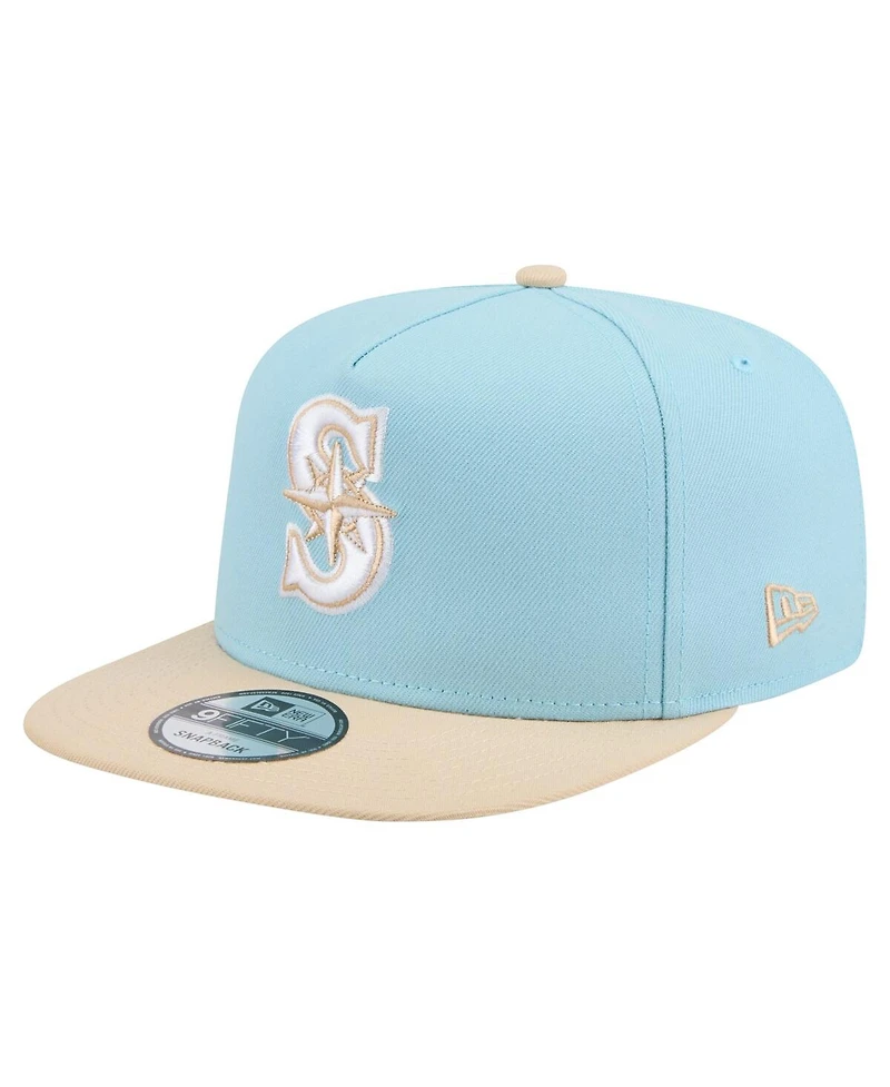 New Era Men's Light Blue/Light Beige Seattle Mariners Color Pack A-Frame 9FIFTY Snapback Hat