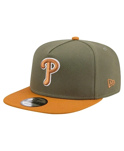 New Era Men's Olive/Brown Philadelphia Phillies Color Pack A-Frame 9FIFTY Snapback Hat