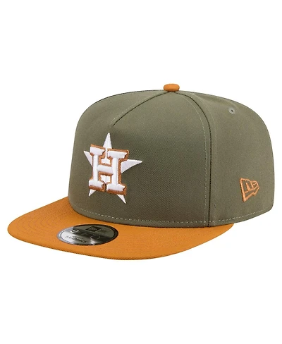 New Era Men's Olive/Brown Houston Astros Color Pack A-Frame 9FIFTY Snapback Hat