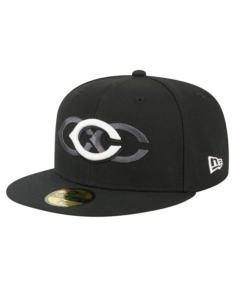New Era Men's Black Cincinnati Reds Tri-Hit 59FIFTY Fitted Hat