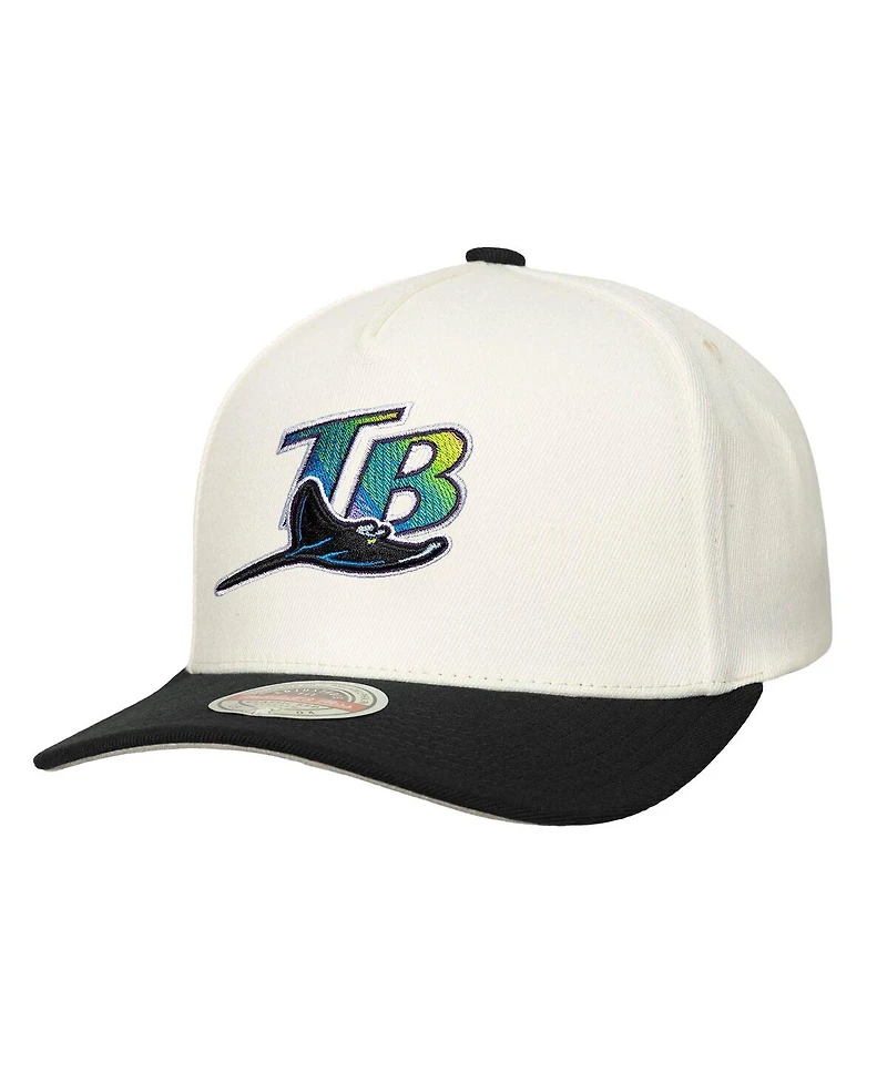 Mitchell & Ness Men's Cream Tampa Bay Rays Coop Stretch-Snapback Hat