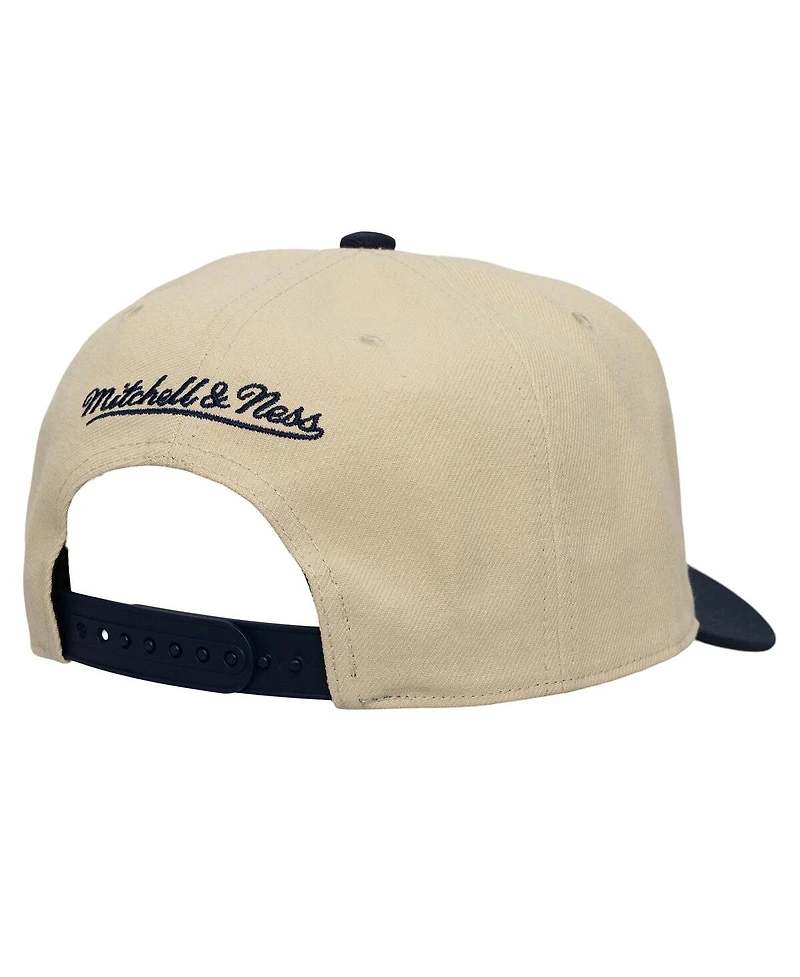Mitchell & Ness Men's Cream/Navy Sporting Kansas City Upside Down Pro Pinch Snapback Hat