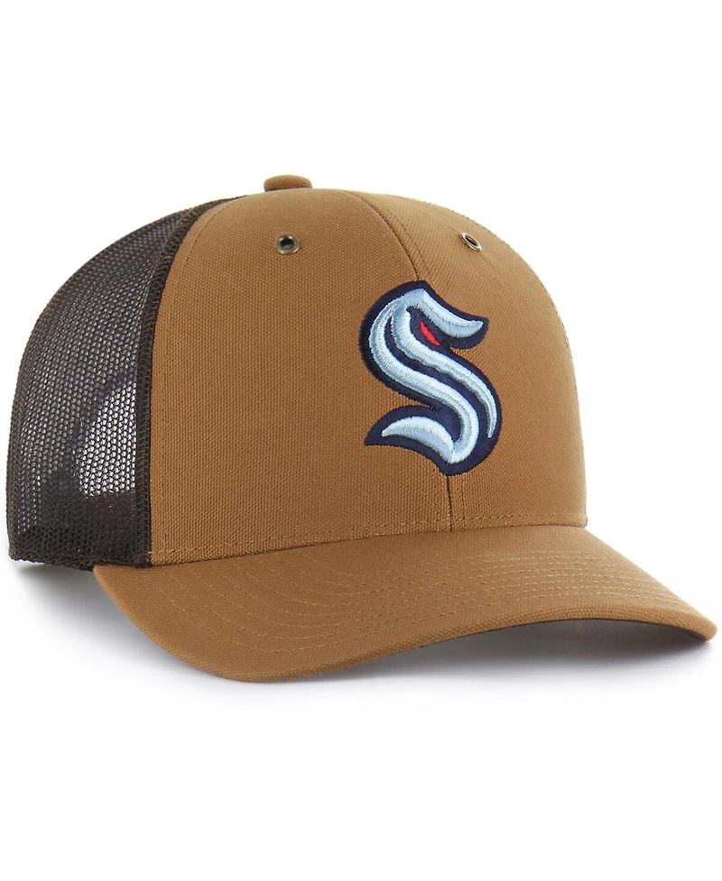 Carhartt x '47 Brand Men's Brown Seattle Kraken Trucker Adjustable Hat