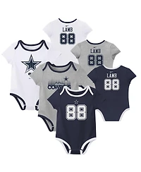 Nike Baby Boys and Girls 3-Pack CeeDee Lamb Dallas Cowboys Name Number Bodysuit Set