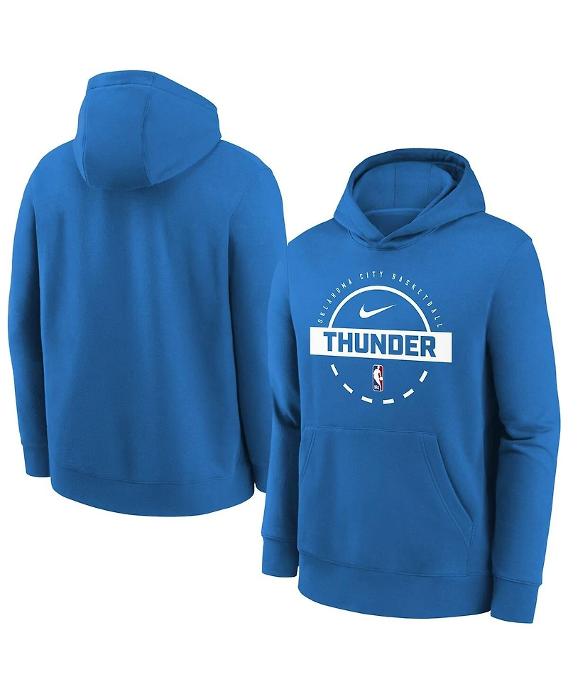 Nike Big Boys and Girls Blue Oklahoma City Thunder 2025/26 Club Fleece Practice Hoodie