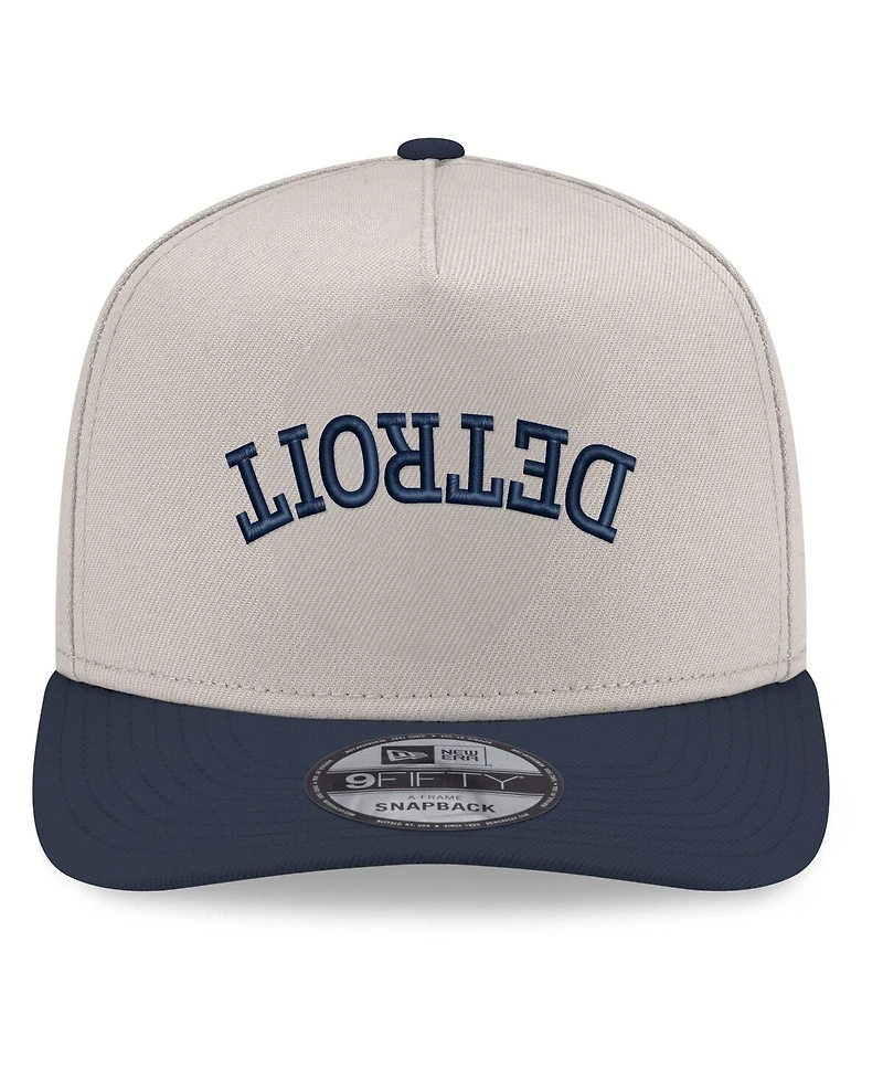New Era Men's Cream/Navy Detroit Tigers Upside Down City Name A-Frame 9FIFTY Snapback Hat