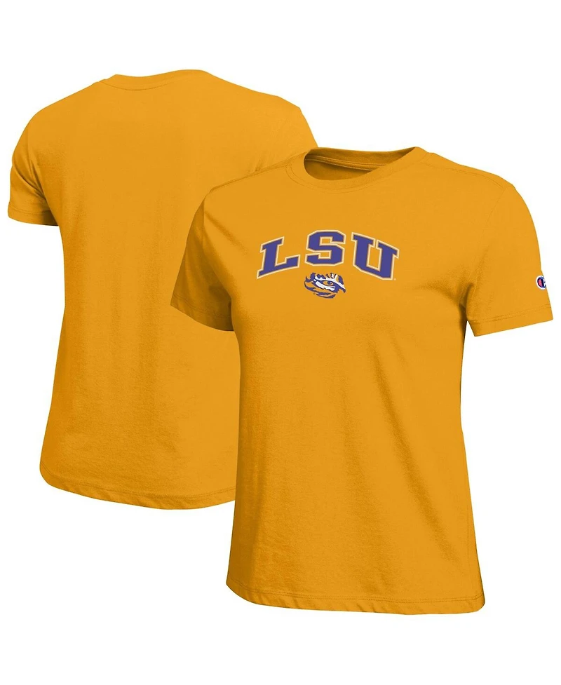Champion Women's Gold Lsu Tigers Arched Over Logo T-Shirt