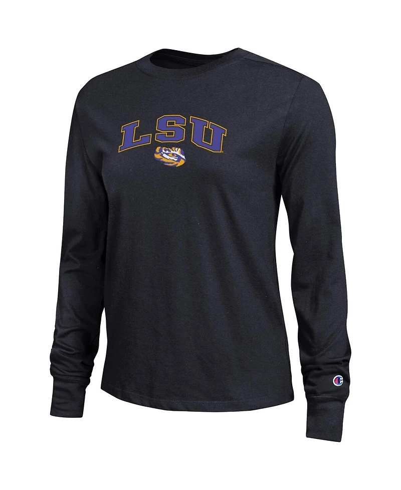 Champion Women's Black Lsu Tigers Arch Over Logo Long Sleeve T-Shirt