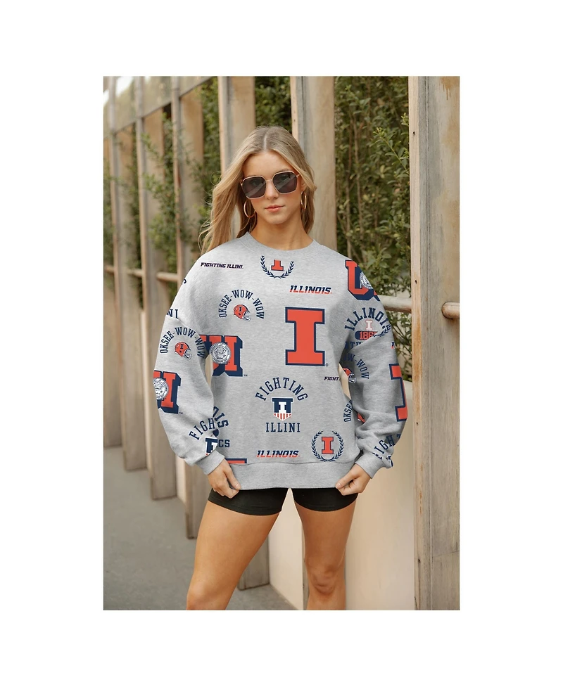 Gameday Couture Women's Gray Illinois Fighting Illini Always on Repeat Fleece Sweatshirt