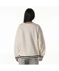 The Wild Collective Women's Cream Denver Broncos Oversized Vintage French Terry Sweatshirt