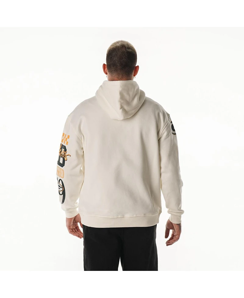 The Wild Collective Men's and Women's Cream Green Bay Packers Stacked Graphic Sleeve Fleece Hoodie