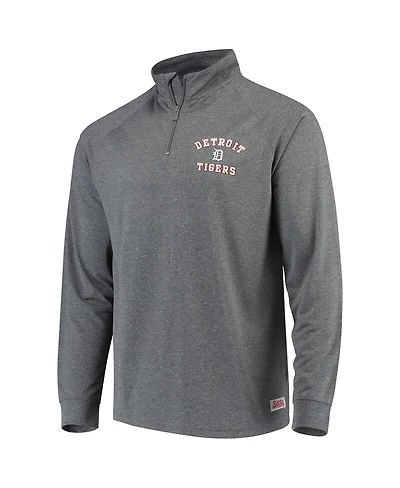 Stitches Men's Heathered Charcoal Detroit Tigers Team Raglan Quarter-Zip Pullover Sweatshirt