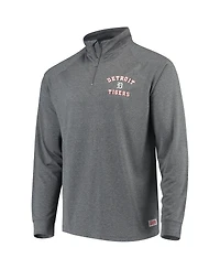 Stitches Men's Heathered Charcoal Detroit Tigers Team Raglan Quarter-Zip Pullover Sweatshirt