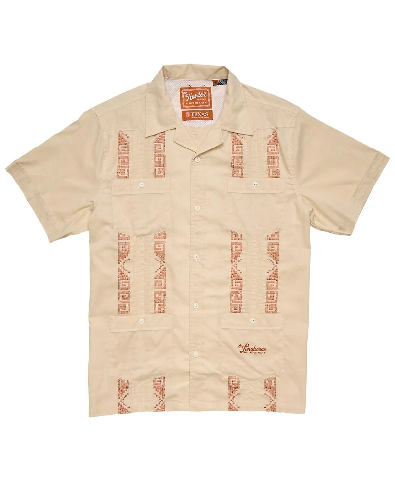 Howler Brothers Men's Tan Texas Longhorns Guayabera Full-Snap Shirt