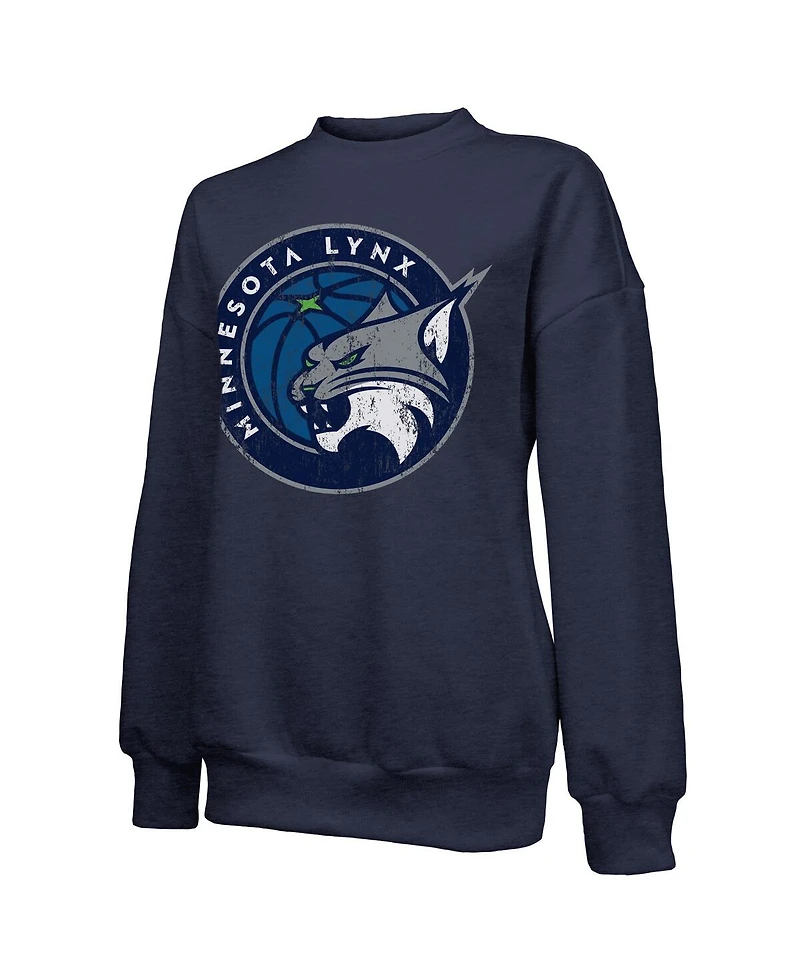 Majestic Women's Navy Minnesota Lynx Primary Logo Drop Shoulder Tri-Blend Pullover Sweatshirt